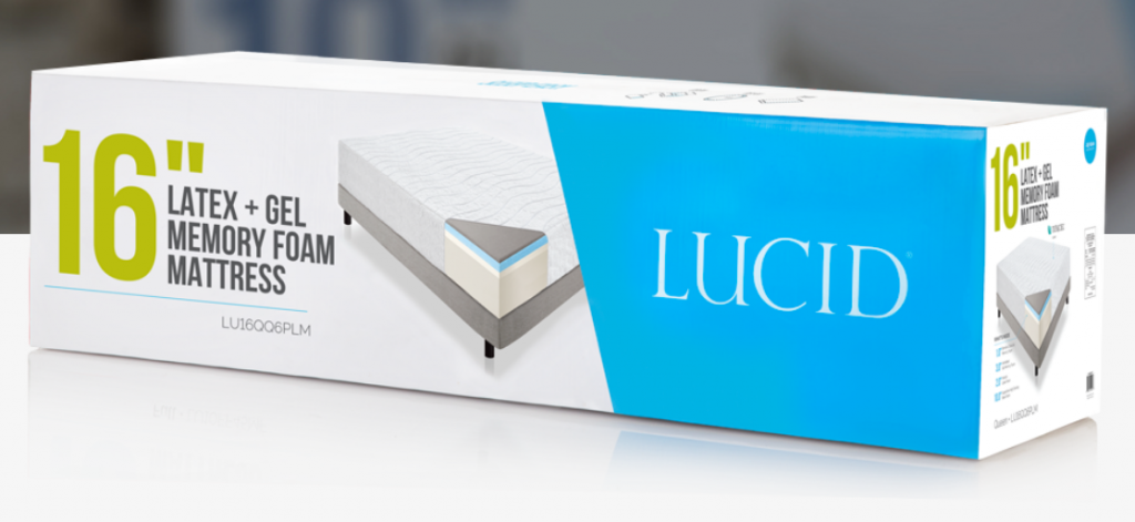  LUCID 16 Inch Natural Latex + Memory Foam Mattress